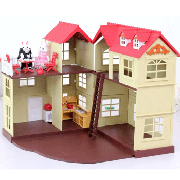 Кукольный домик с зайчиками, светом и мебелью