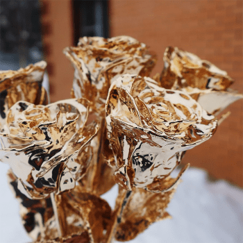 Настоящая роза в золоте

