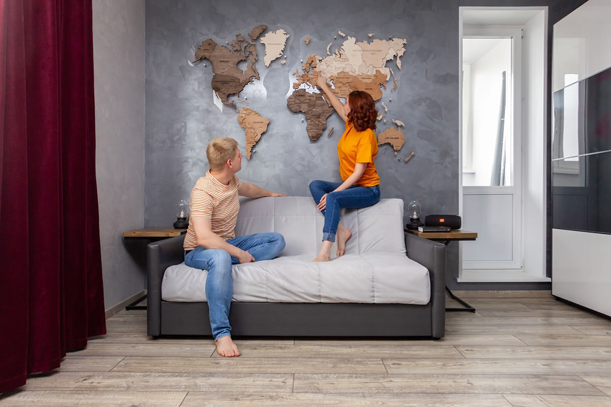 карты мира в интерьер дома и офиса